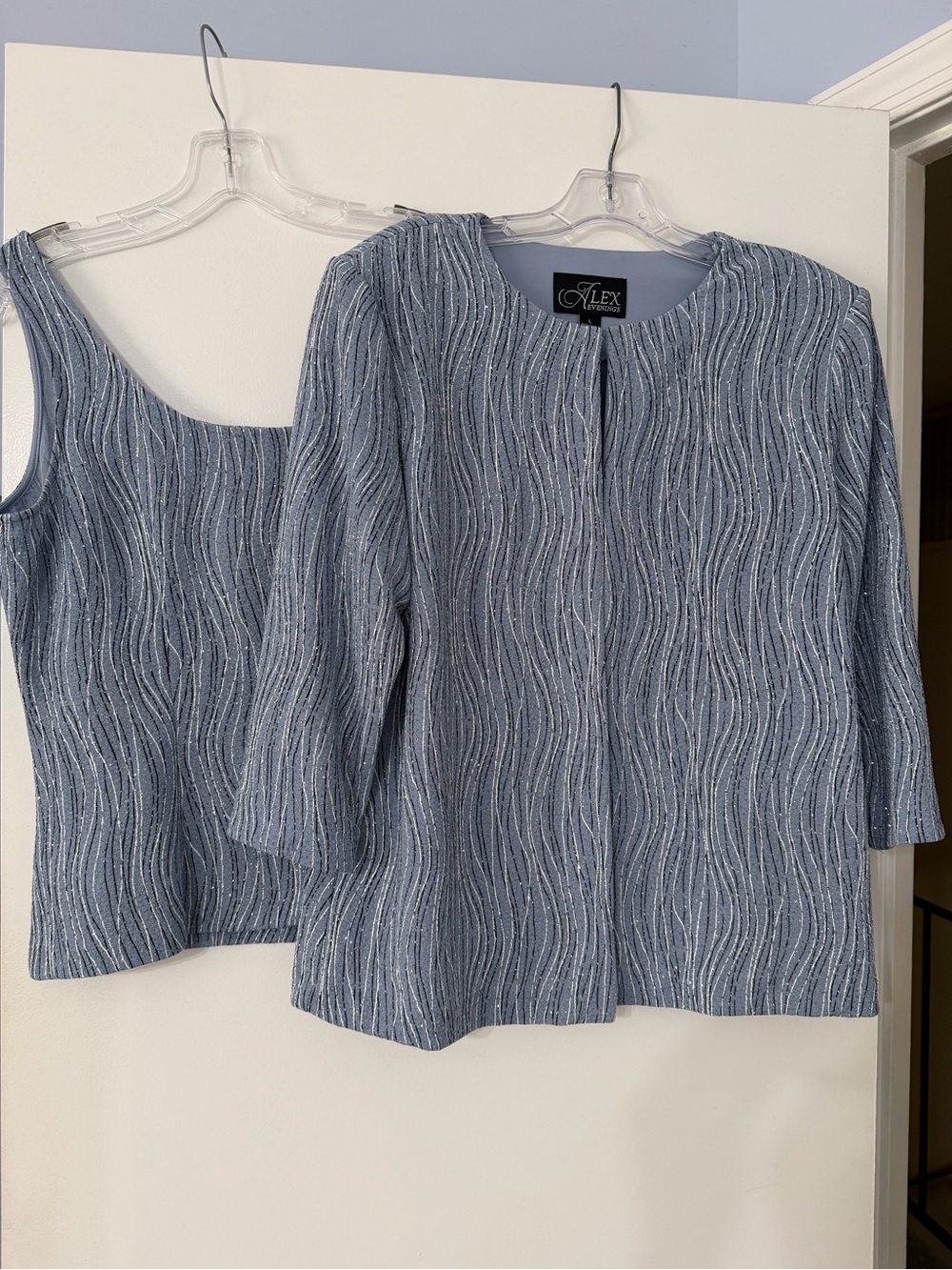 Alex Evenings Light Blue Textured Two-Piece Tunic Set